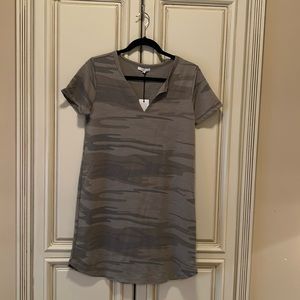 Z Supply Camo Split Neck T-Shirt Dress